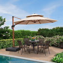 PURPLE LEAF Outdoor Garden Umbrella with Base, Cantilever Umbrellas in Wood Color