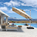 PURPLE LEAF Premium SUNBRELLA Patio Cantilever Umbrella with Solar LED Lights