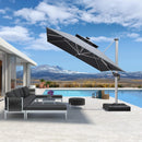 PURPLE LEAF Premium SUNBRELLA Patio Cantilever Umbrella with Solar LED Lights
