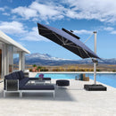 PURPLE LEAF Premium SUNBRELLA Patio Cantilever Umbrella with Solar LED Lights