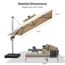 PURPLE LEAF Premium SUNBRELLA Patio Cantilever Umbrella with Solar LED Lights