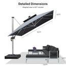 PURPLE LEAF Premium SUNBRELLA Patio Cantilever Umbrella with Solar LED Lights