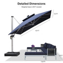 PURPLE LEAF Premium SUNBRELLA Patio Cantilever Umbrella with Solar LED Lights