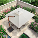 PURPLE LEAF Outdoor Garden Umbrella with Base, Cantilever Umbrellas in Wood Color