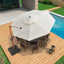 PURPLE LEAF Outdoor Garden Umbrella with Base, Cantilever Umbrellas in Wood Color