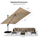 PURPLE LEAF Premium SUNBRELLA Patio Cantilever Umbrella with Solar LED Lights