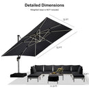 PURPLE LEAF Premium SUNBRELLA Patio Cantilever Umbrella with Solar LED Lights