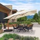 PURPLE LEAF Outdoor Garden Umbrella with Base, Cantilever Umbrellas in Wood Color