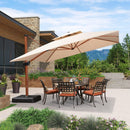 PURPLE LEAF Outdoor Garden Umbrella with Base, Cantilever Umbrellas in Wood Color