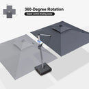 PURPLE LEAF Premium SUNBRELLA Patio Cantilever Umbrella with Solar LED Lights