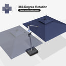 PURPLE LEAF Premium SUNBRELLA Patio Cantilever Umbrella with Solar LED Lights