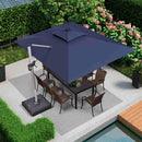 PURPLE LEAF Premium SUNBRELLA Patio Cantilever Umbrella with Solar LED Lights