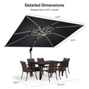 PURPLE LEAF Premium SUNBRELLA Patio Cantilever Umbrella with Solar LED Lights