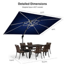 PURPLE LEAF Premium SUNBRELLA Patio Cantilever Umbrella with Solar LED Lights