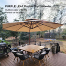 PURPLE LEAF Outdoor Garden Umbrella with Base, Cantilever Umbrellas in Wood Color