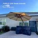 PURPLE LEAF Outdoor Garden Umbrella with Base, Cantilever Umbrellas in Wood Color