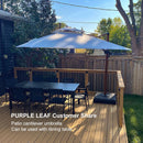 PURPLE LEAF Outdoor Garden Umbrella with Base, Cantilever Umbrellas in Wood Color