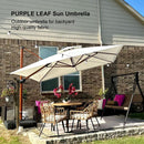 PURPLE LEAF Outdoor Garden Umbrella with Base, Cantilever Umbrellas in Wood Color