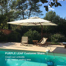 PURPLE LEAF Outdoor Garden Umbrella with Base, Cantilever Umbrellas in Wood Color