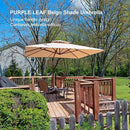 PURPLE LEAF Outdoor Garden Umbrella with Base, Cantilever Umbrellas in Wood Color