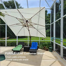 PURPLE LEAF Outdoor Garden Umbrella with Base, Cantilever Umbrellas in Wood Color