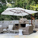 PURPLE LEAF Outdoor Garden Umbrella with Base, Cantilever Umbrellas in Wood Color
