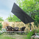 PURPLE LEAF Outdoor Patio Umbrella with Base, Cantilever Umbrellas for Garden, Grey