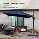 PURPLE LEAF Outdoor Patio Umbrella with Base, Garden Pool Umbrella, Navy Blue