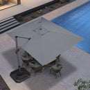 PURPLE LEAF Outdoor Patio Umbrella with Base, Cantilever Umbrellas for Garden, Grey