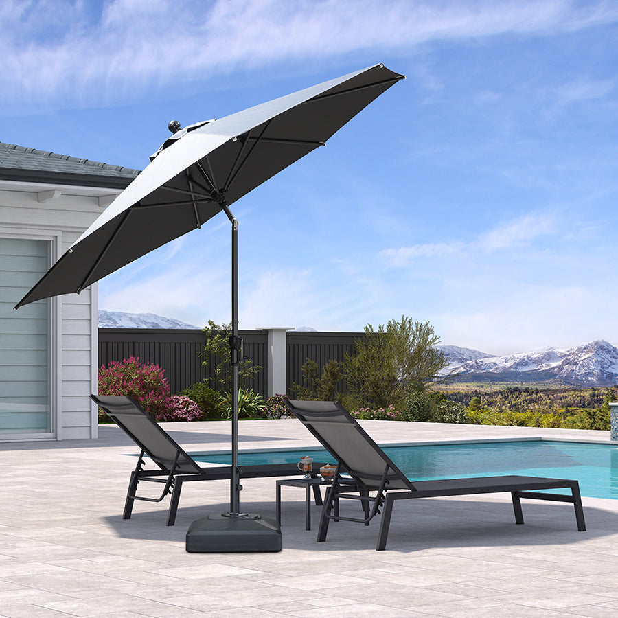 PURPLE LEAF Round Tiltable Porch Table Umbrella Poolside 10' Round / Grey