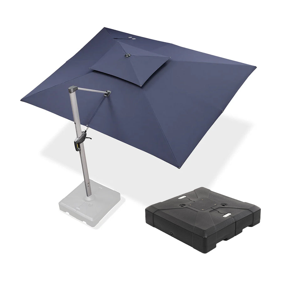 PURPLE LEAF 10x13ft Large Patio Umbrella with Base, Rectangular Outdoor Sun Umbrella, Navy Blue