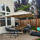 PURPLE LEAF Outdoor Garden Umbrella with Base, Cantilever Umbrellas in Wood Color