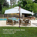 PURPLE LEAF Outdoor Garden Umbrella with Base, Cantilever Umbrellas in Wood Color