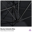 PURPLE LEAF Cantilever Telescopic Umbrella for Swimming Pool, Patio, Porch, Garden