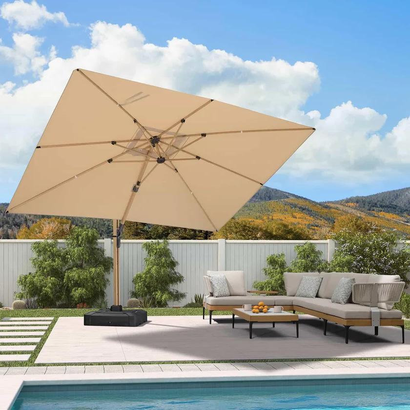 Wood Grain Cantilever Patio Umbrellas