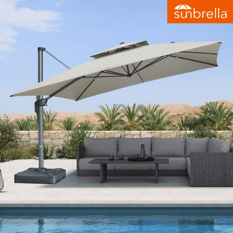 PURPLE LEAF SUNBRELLA Cantilever Umbrella Grey Aluminum Patio Umbrella