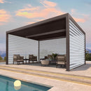 PURPLE LEAF Louvered Pergola with Roller Blinds, Bronze Frame, Patio Shade Solution