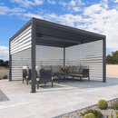 PURPLE LEAF Louvered Pergola with Roller Blinds, Outdoor Patio Shade Solution