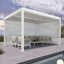 PURPLELEAF Outdoor Louvered Pergola Roller Blinds with Thermal Insulated, UV Protection Waterproof Fabric, Privacy Protection for White Pergola, Easy to Install - Purple Leaf Garden