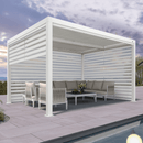 PURPLELEAF Outdoor Louvered Pergola Roller Blinds with Thermal Insulated, UV Protection Waterproof Fabric, Privacy Protection for White Pergola, Easy to Install - Purple Leaf Garden