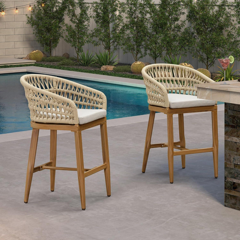Rattan Bar Stools Set of Counter/Bar Height Chairs