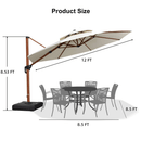 PURPLE LEAF Outdoor Garden Umbrella with Base, Cantilever Umbrellas in Wood Color
