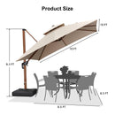 PURPLE LEAF Outdoor Garden Umbrella with Base, Cantilever Umbrellas in Wood Color