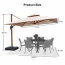 PURPLE LEAF Outdoor Garden Umbrella with Base, Cantilever Umbrellas in Wood Color