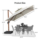 PURPLE LEAF Outdoor Garden Umbrella with Base, Cantilever Umbrellas in Wood Color