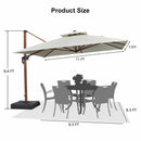 PURPLE LEAF Outdoor Garden Umbrella with Base, Cantilever Umbrellas in Wood Color