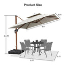 PURPLE LEAF Outdoor Garden Umbrella with Base, Cantilever Umbrellas in Wood Color