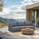 PURPLE LEAF Sanori Classical without Table Patio Conversation Set with Grey Ottoman and Cushions for Poolside Graden