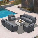 PURPLE LEAF Sanori Classical without Table Patio Conversation Set with Grey Ottoman and Cushions for Poolside Graden