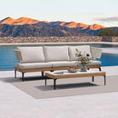 PURPLE LEAF Melben Patio Conversation Set Light Grey Outdoor Aluminum Modern Wicker Sofa Chairs Sets for Balcony Yard Porch